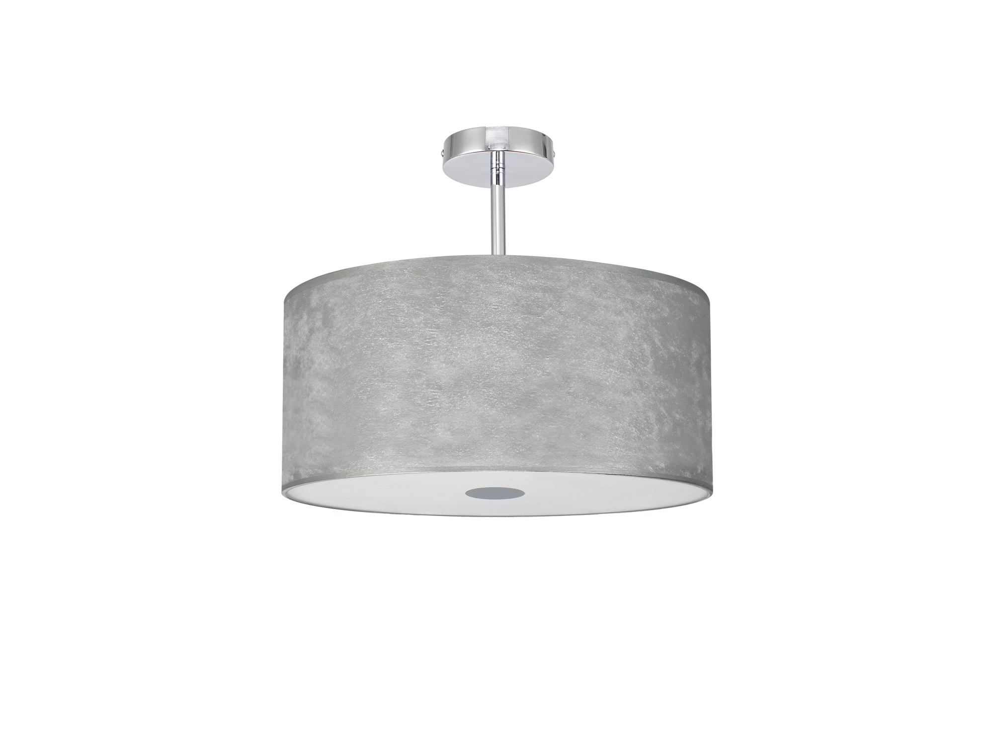 Baymont 40cm Semi Flush 1 Light Polished Chrome, Silver Leaf, Frosted Diffuser DK0785  Deco Baymont